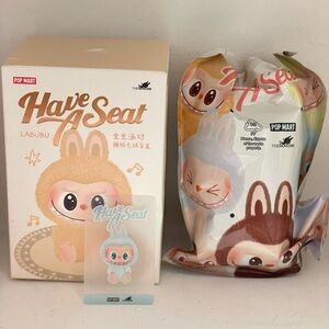 Pop Mart The Monsters Labubu Have A Seat Vinyl Plush Keychain Series - Ququ